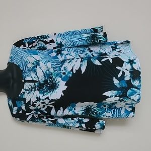 New York and Company Floral Blouse Blue Size XS